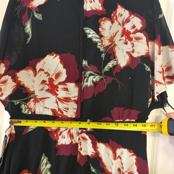 Luxology Floral Wrap Maxi Dress – Size 12 – Black Red White – NWT - Picture 5 of 8